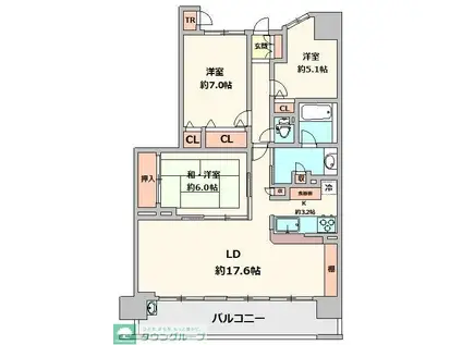 ココタウンヒルトップマリーナ(3LDK/12階)の間取り写真