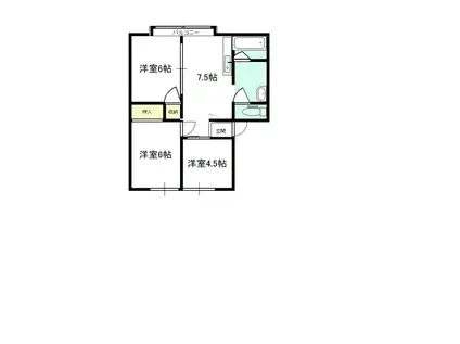 サンビレッジ四十万(3DK/2階)の間取り写真