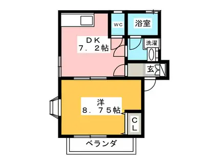 鈴蘭荘 6号棟(1DK/2階)の間取り写真
