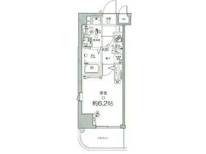 ディアレイシャス武蔵中原(1K/5階)の間取り写真