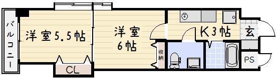 木下鉱産ビル(2K/8階)の間取り写真