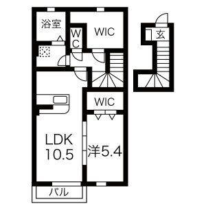 AZURA棟(1LDK/2階)の間取り写真