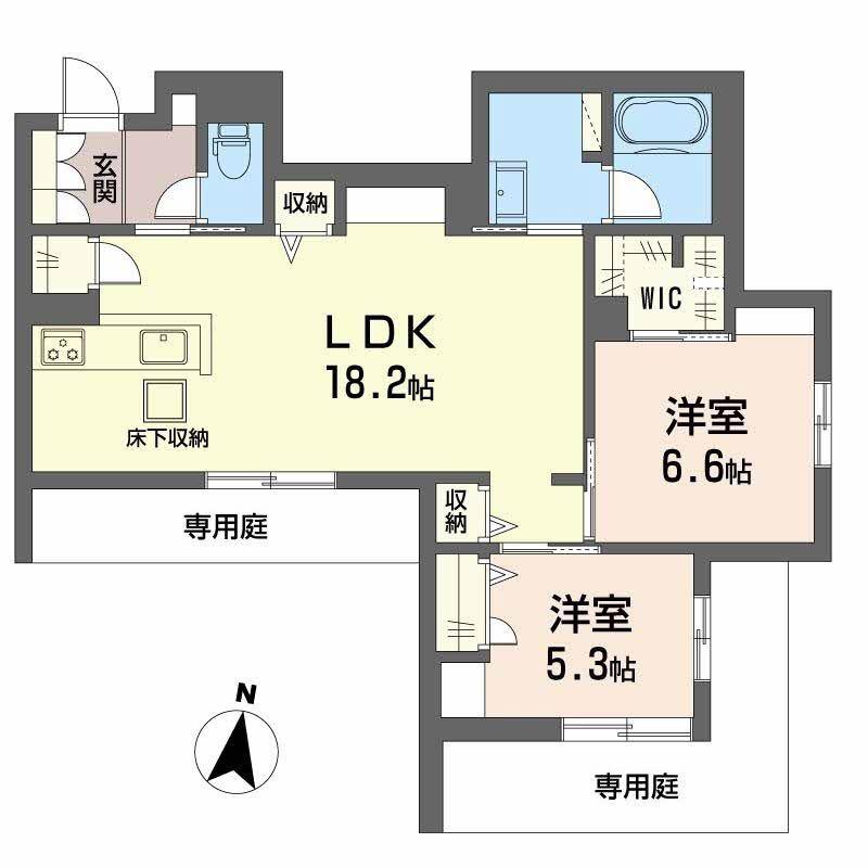 シャーメゾン フェレザ(2LDK/1階)の間取り写真