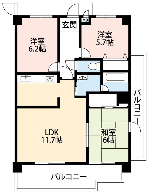 アーバンライフ栄(3LDK/7階)の間取り写真