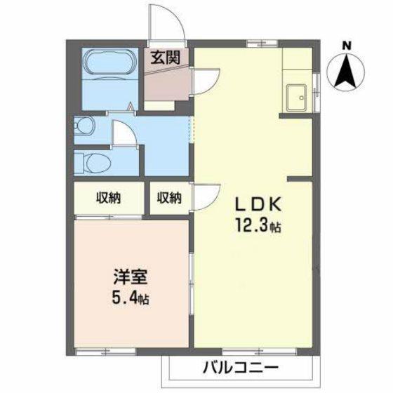ヤマトハイツIIG(1LDK/1階)の間取り写真