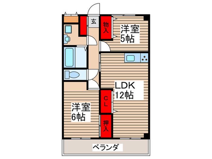 アメニティ市川(2LDK/2階)の間取り写真