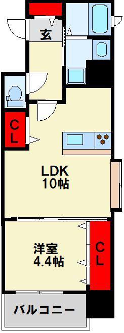 アルゴヴィラージュ工大前(1LDK/10階)の間取り写真