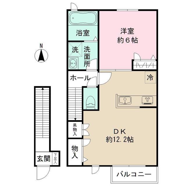アルコバレノ(1LDK/1階)の間取り写真
