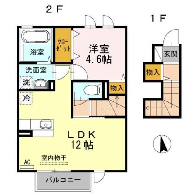 キャッスル・パルコ(1LDK/2階)の間取り写真