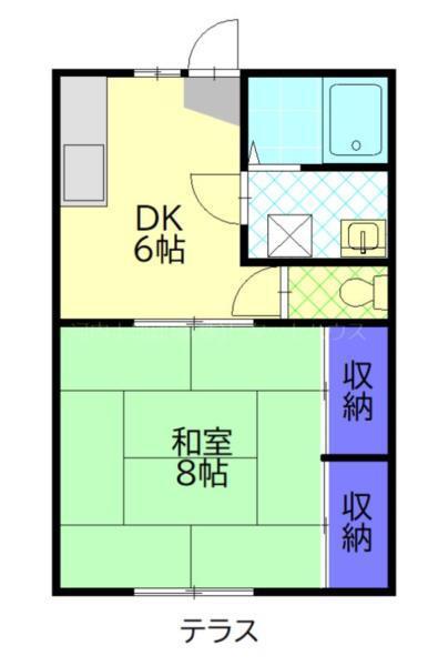コーポフクダ(1DK/1階)の間取り写真