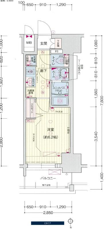 プレサンスNAGOYAシティオ(1K/8階)の間取り写真