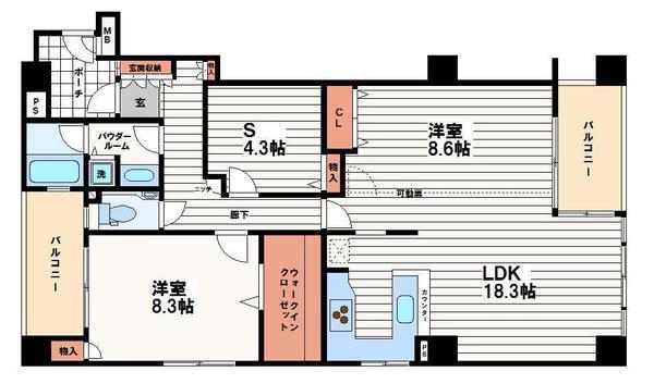 エクスコート高津(2SLDK/4階)の間取り写真
