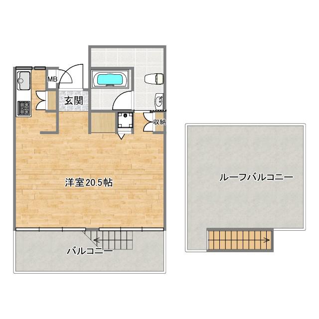 REFUGE・O・FOREST II(ワンルーム/3階)の間取り写真