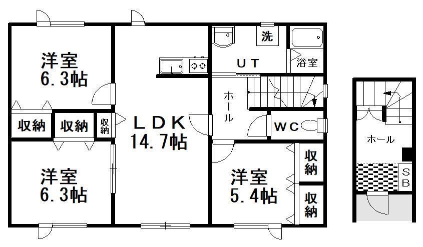 IKD CABINET 1ST(3LDK/2階)の間取り写真