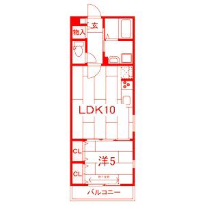 コンフォート生麦(1LDK/1階)の間取り写真