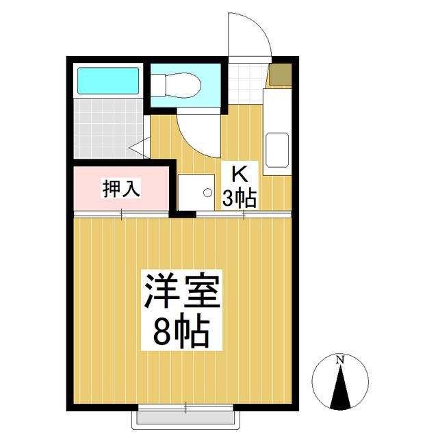 フレグランス三井東館(1K/2階)の間取り写真