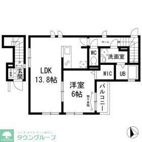 メルヴェーユ 東が丘(1LDK/2階)の間取り写真