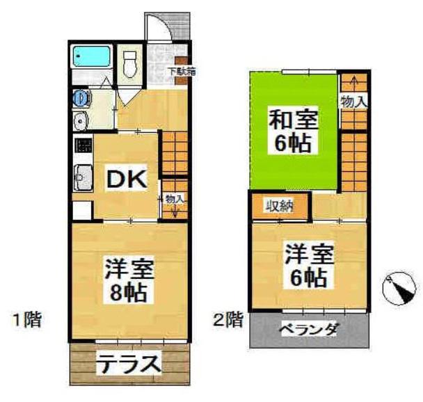 カーサビアンカ(3DK/1階)の間取り写真