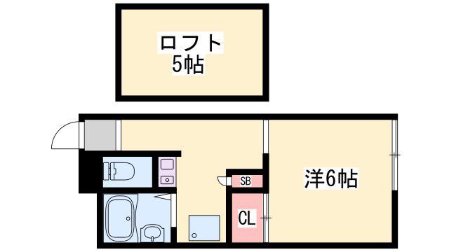 カーディフ(1K/1階)の間取り写真