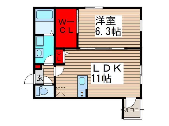 PEACE(1LDK/1階)の間取り写真