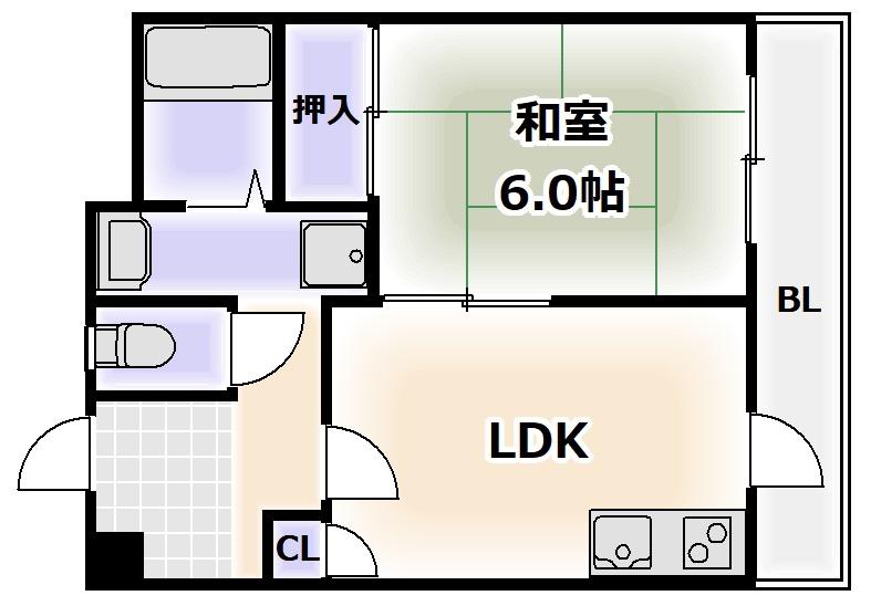 レジデンスみゆき(1LDK/4階)の間取り写真