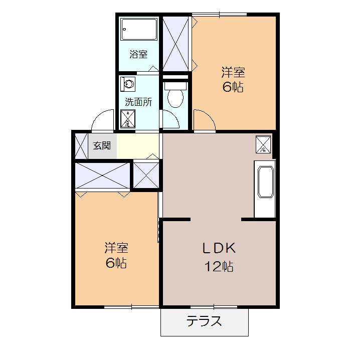 エスペランサ(2LDK/1階)の間取り写真