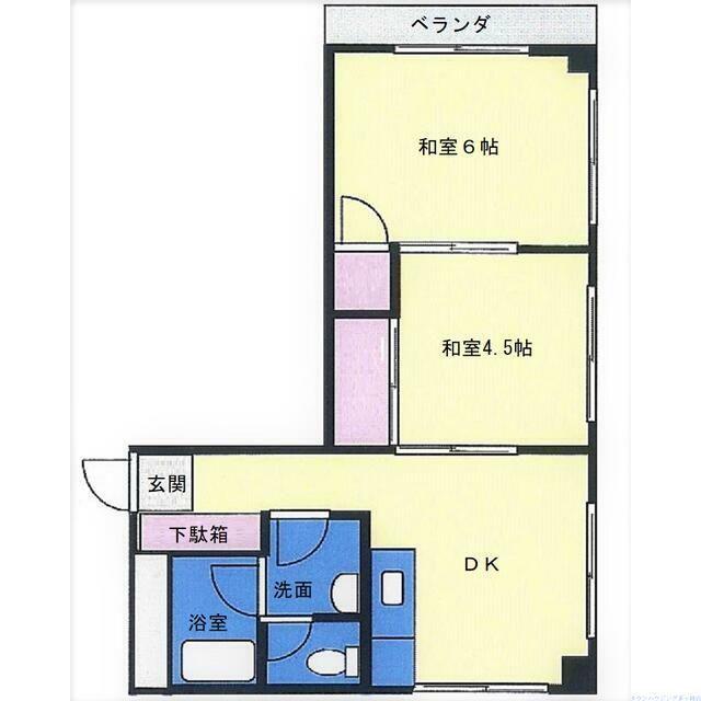 ニューフラットII(2DK/4階)の間取り写真