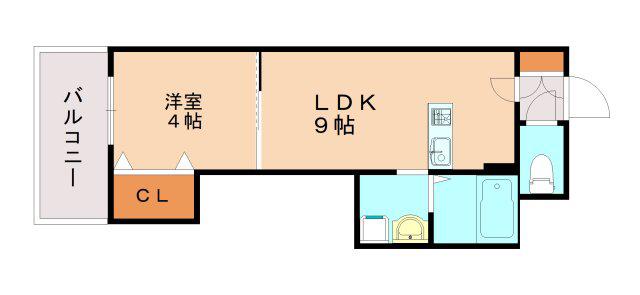 AXIA CITY 神戸松原(1LDK/1階)の間取り写真