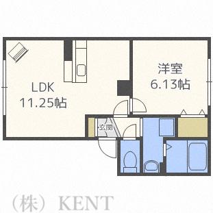 美しい山の手(1LDK/2階)の間取り写真
