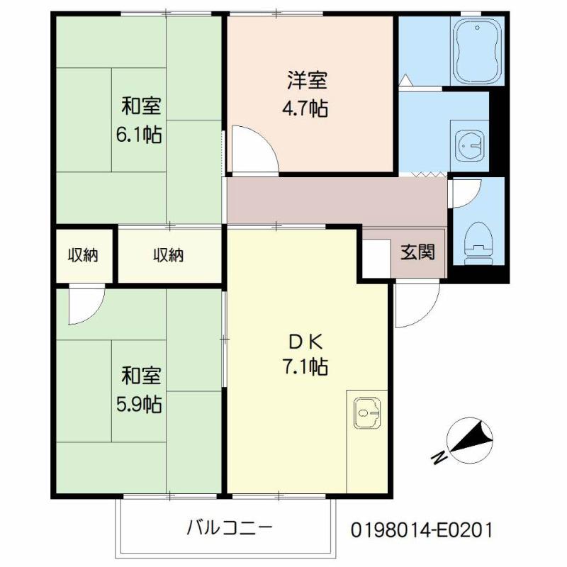 パストラル町田 E棟(3DK/2階)の間取り写真