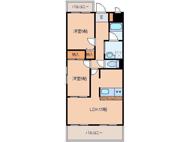 CEKIOR花原(2LDK/1階)の間取り写真