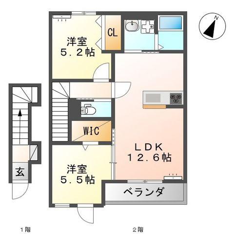ソラリア メゾン(2LDK/2階)の間取り写真