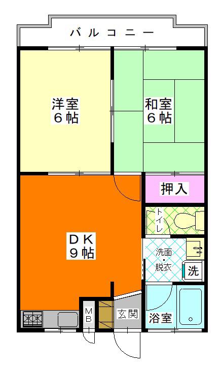 グリーンハイツII(2DK/2階)の間取り写真