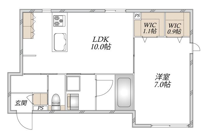 モアノ橘(1LDK/1階)の間取り写真
