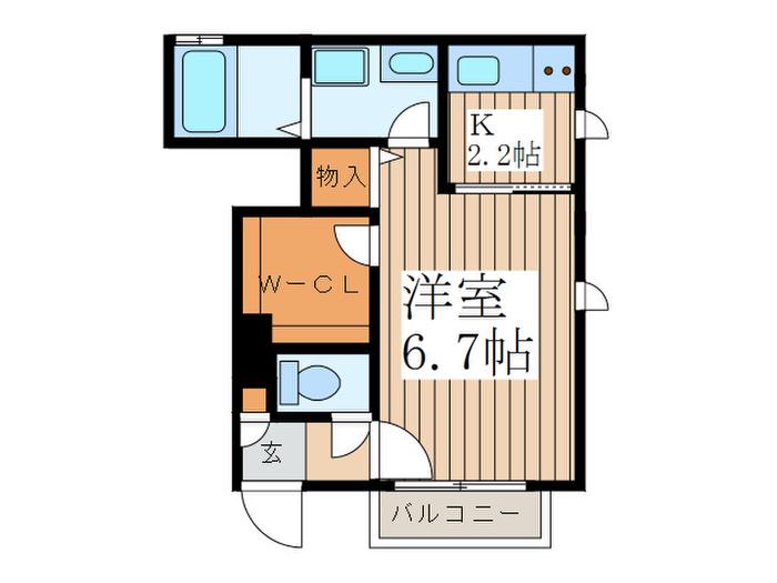 プランドール(1K/1階)の間取り写真