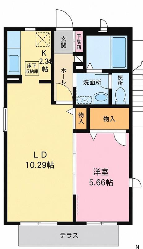 ヴィルフォーレ(1LDK/1階)の間取り写真