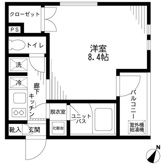 グラングレイス雪ヶ谷(1K/3階)の間取り写真