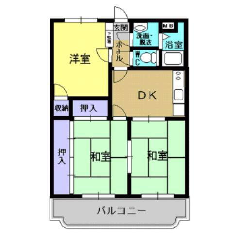 サンハイツ東A棟(3DK/3階)の間取り写真