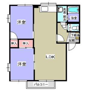 ニューグリーンハウス B棟(2LDK/1階)の間取り写真