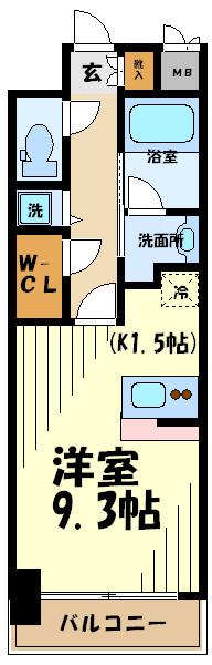 京王線 調布駅 徒歩6分 10階建 築20年(1K/5階)の間取り写真
