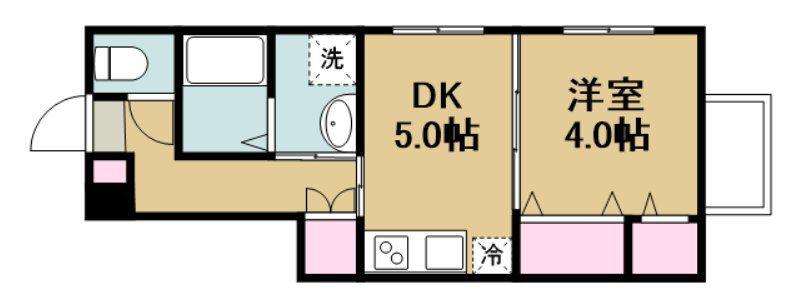 アンセル長町B(1DK/1階)の間取り写真