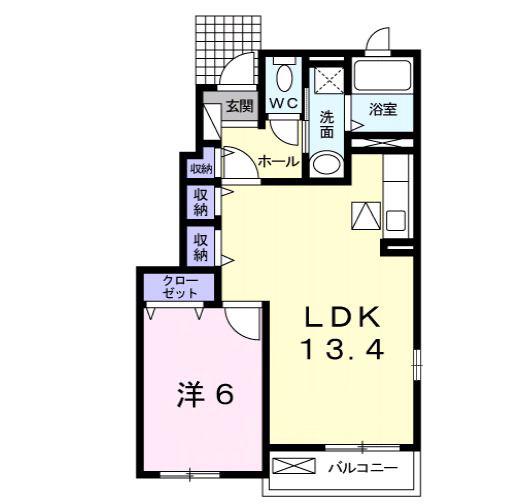 エターナル II(1LDK/1階)の間取り写真