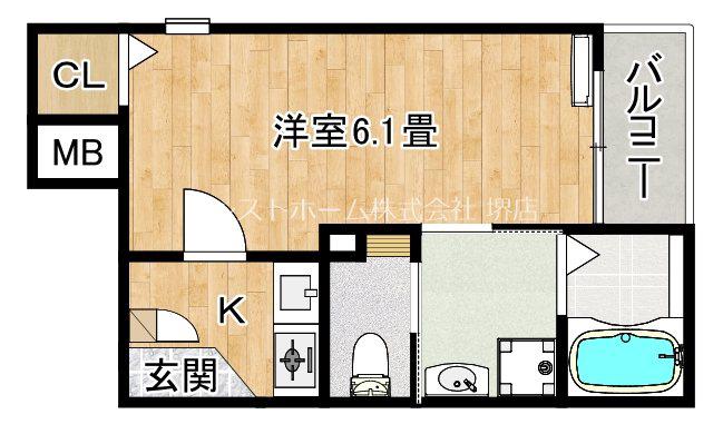 ルミエール栄橋(1K/2階)の間取り写真