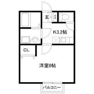 ポミエ西多賀(1K/1階)の間取り写真