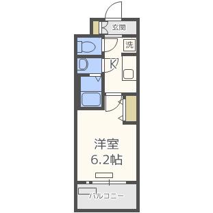 プレサンス上町台夕陽丘(1K/1階)の間取り写真