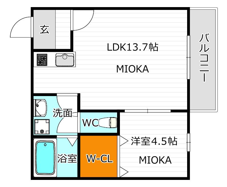 ルピナス阿倍野(1LDK/3階)の間取り写真