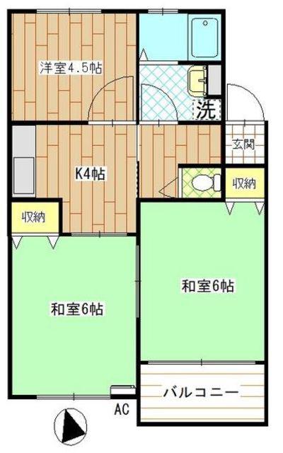 中西ビル(3K/2階)の間取り写真