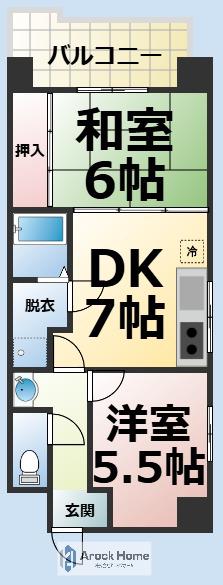松原メイトマンション(2DK/3階)の間取り写真