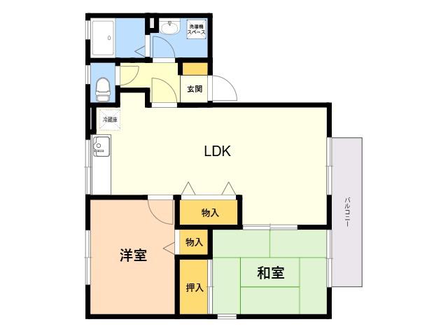 リシェス舞の里B(2LDK/2階)の間取り写真