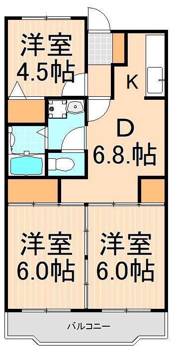 ガーデンヒル牛込(3DK/5階)の間取り写真